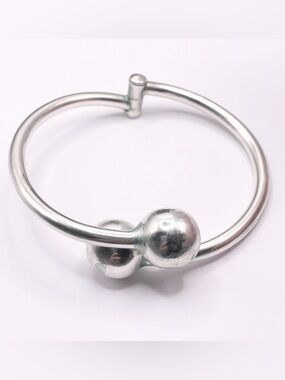 Sterling Silver Double-Ball Hinged Bangle Bracelet